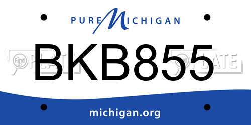 BKB855 Michigan License Plate