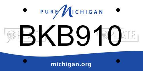 BKB910 Michigan License Plate