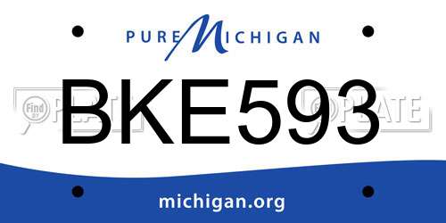 BKE593 Michigan License Plate