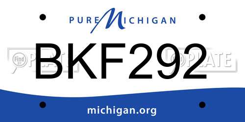 BKF292 Michigan License Plate