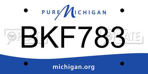 BKF783 Michigan License Plate