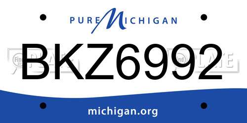 BKZ6992 Michigan License Plate