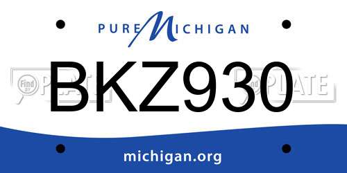 BKZ930 Michigan License Plate