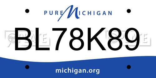 BL78K89 Michigan License Plate