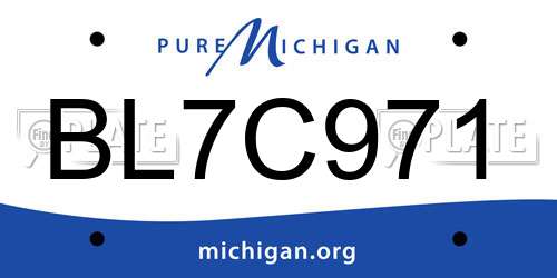 BL7C971 Michigan License Plate