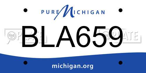 BLA659 Michigan License Plate