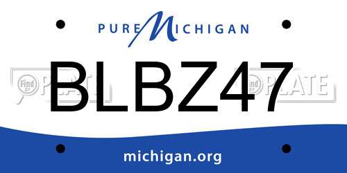BLBZ47 Michigan License Plate