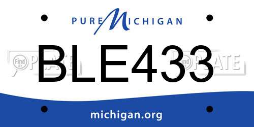 BLE433 Michigan License Plate