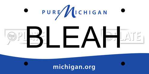 BLEAH Michigan License Plate