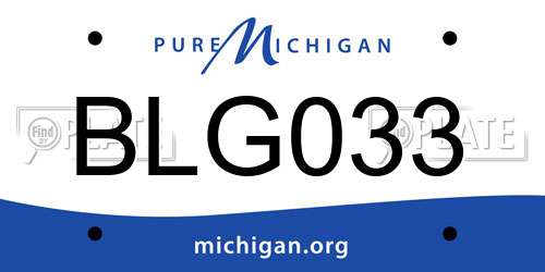 BLG033 Michigan License Plate