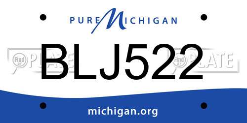 BLJ522 Michigan License Plate