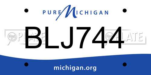 BLJ744 Michigan License Plate