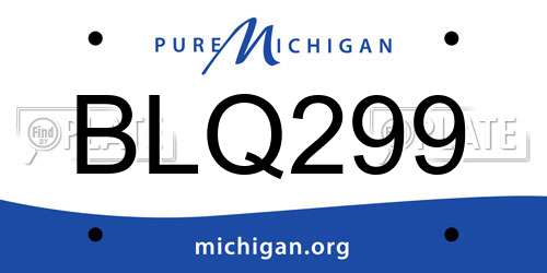 BLQ299 Michigan License Plate