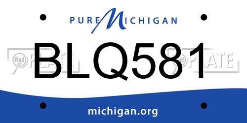 BLQ581 Michigan License Plate