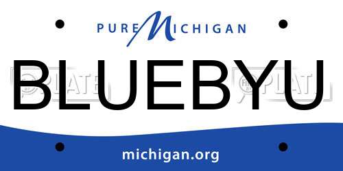 BLUEBYU Michigan License Plate