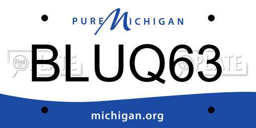 BLUQ63 Michigan License Plate