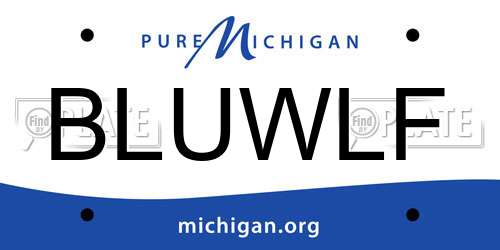 BLUWLF Michigan License Plate