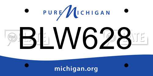 BLW628 Michigan License Plate