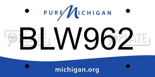 BLW962 Michigan License Plate