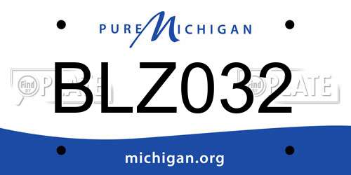 BLZ032 Michigan License Plate