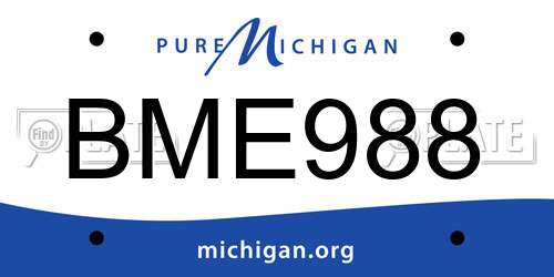 BME988 Michigan License Plate