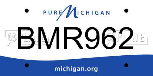 BMR962 Michigan License Plate
