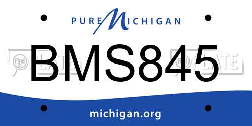 BMS845 Michigan License Plate