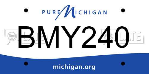 BMY240 Michigan License Plate
