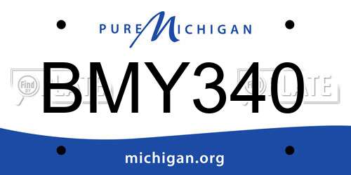 BMY340 Michigan License Plate
