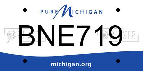 BNE719 Michigan License Plate