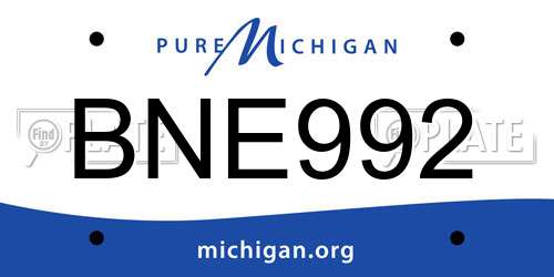 BNE992 Michigan License Plate