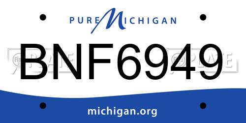 BNF6949 Michigan License Plate