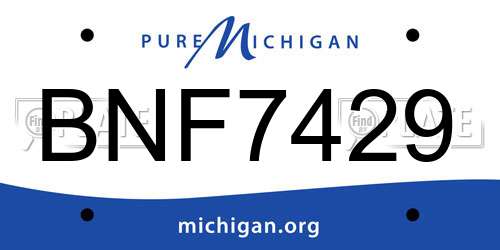 BNF7429 Michigan License Plate
