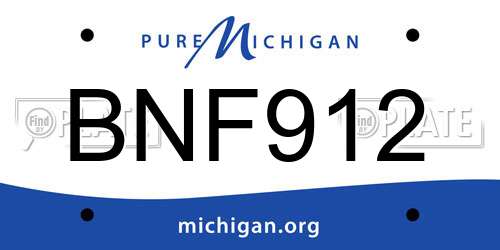 BNF912 Michigan License Plate