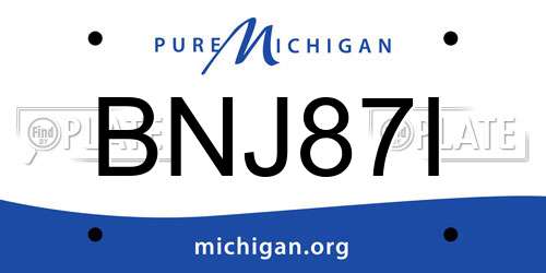 BNJ87I Michigan License Plate