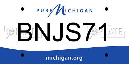 BNJS71 Michigan License Plate