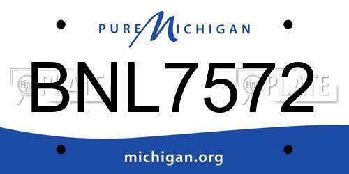 BNL7572 Michigan License Plate