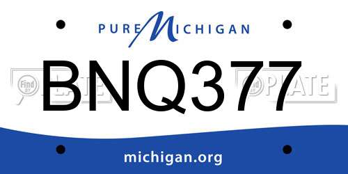 BNQ377 Michigan License Plate