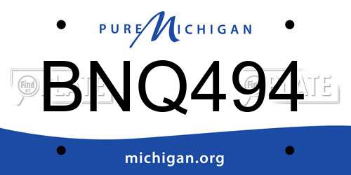 BNQ494 Michigan License Plate
