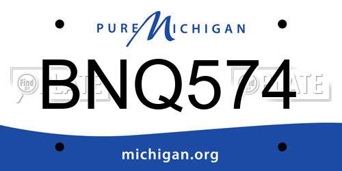 BNQ574 Michigan License Plate