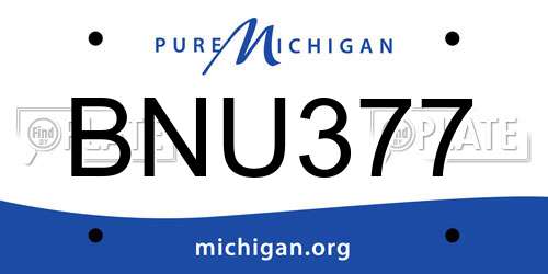 BNU377 Michigan License Plate