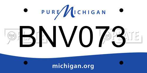 BNV073 Michigan License Plate
