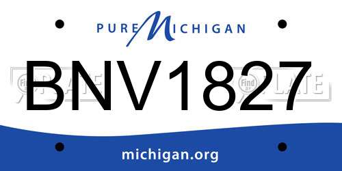 BNV1827 Michigan License Plate