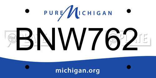 BNW762 Michigan License Plate