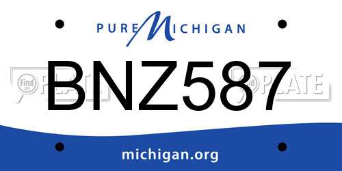 BNZ587 Michigan License Plate