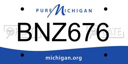 BNZ676 Michigan License Plate