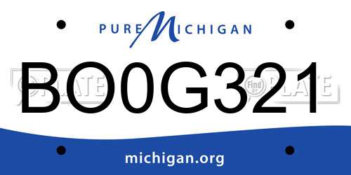 BO0G321 Michigan License Plate