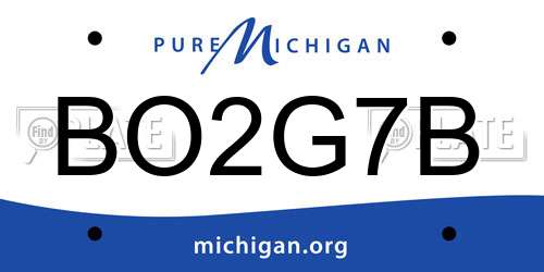 BO2G7B Michigan License Plate
