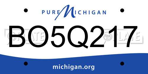 BO5Q217 Michigan License Plate