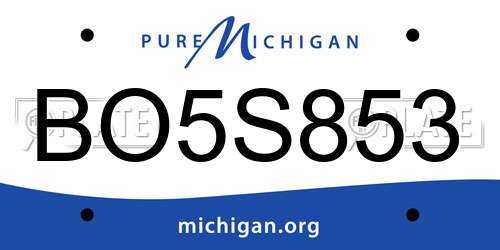 BO5S853 Michigan License Plate